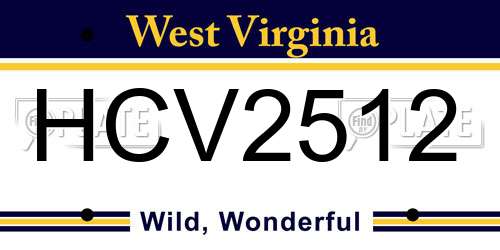 HCV2512 West Virginia License Plate