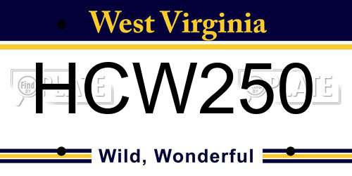 HCW250 West Virginia License Plate