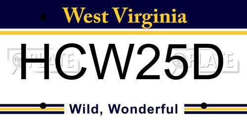 HCW25D West Virginia License Plate