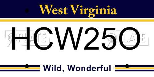 HCW25O West Virginia License Plate
