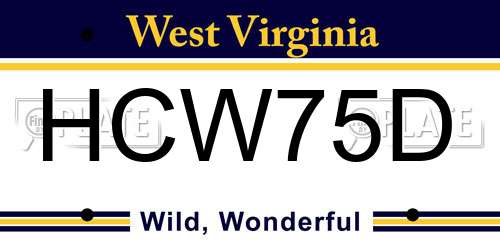 HCW75D West Virginia License Plate