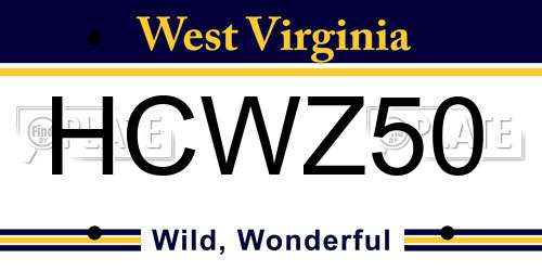 HCWZ50 West Virginia License Plate