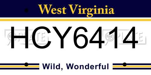 HCY6414 West Virginia License Plate