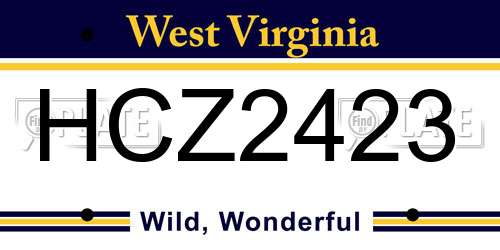 HCZ2423 West Virginia License Plate