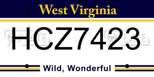 HCZ7423 West Virginia License Plate