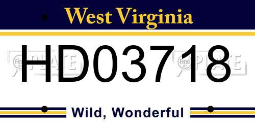 HD03718 West Virginia License Plate