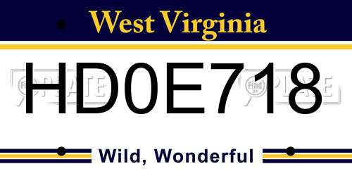 HD0E718 West Virginia License Plate