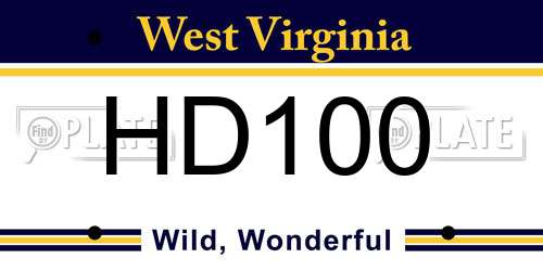 HD100 West Virginia License Plate