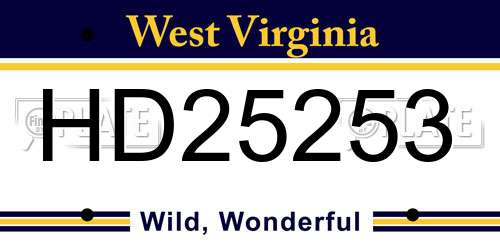 HD25253 West Virginia License Plate