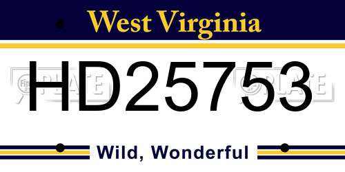 HD25753 West Virginia License Plate