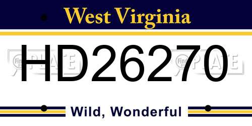 HD26270 West Virginia License Plate