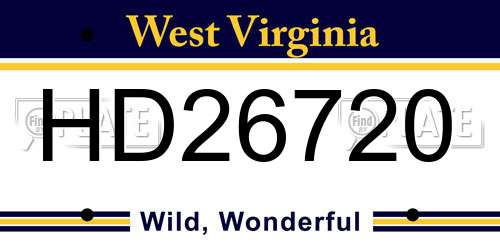 HD26720 West Virginia License Plate