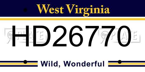 HD26770 West Virginia License Plate