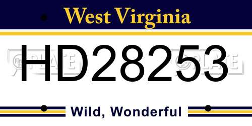 HD28253 West Virginia License Plate