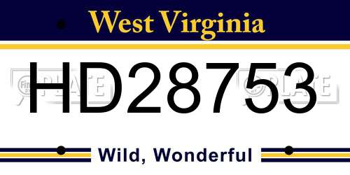 HD28753 West Virginia License Plate