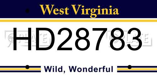 HD28783 West Virginia License Plate