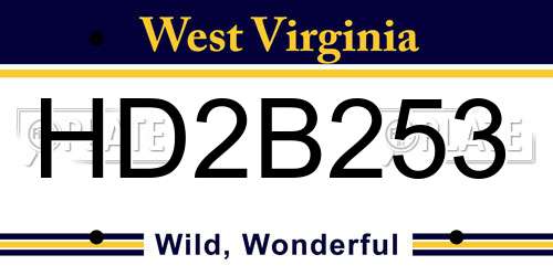 HD2B253 West Virginia License Plate