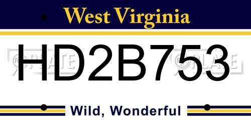 HD2B753 West Virginia License Plate