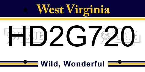 HD2G720 West Virginia License Plate