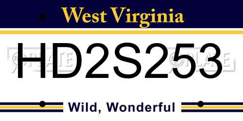 HD2S253 West Virginia License Plate