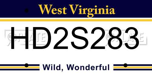 HD2S283 West Virginia License Plate