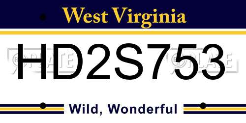HD2S753 West Virginia License Plate