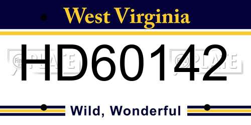 HD60142 West Virginia License Plate