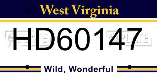 HD60147 West Virginia License Plate