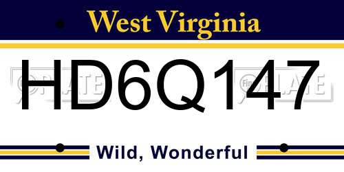 HD6Q147 West Virginia License Plate
