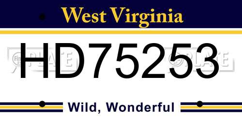 HD75253 West Virginia License Plate