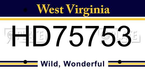 HD75753 West Virginia License Plate