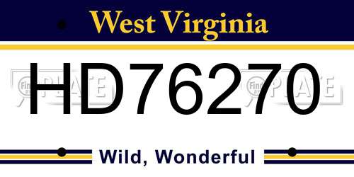 HD76270 West Virginia License Plate