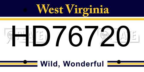 HD76720 West Virginia License Plate