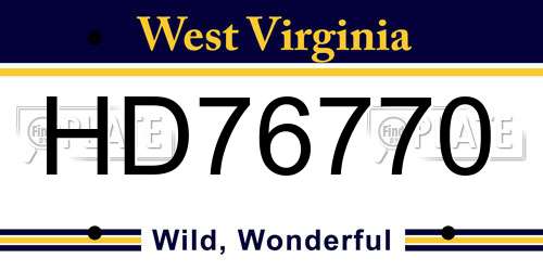 HD76770 West Virginia License Plate
