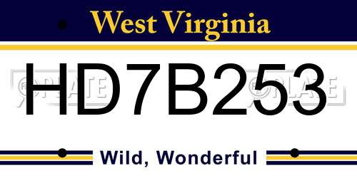 HD7B253 West Virginia License Plate