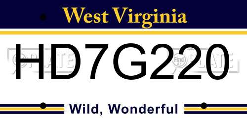 HD7G220 West Virginia License Plate