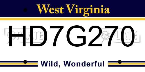 HD7G270 West Virginia License Plate