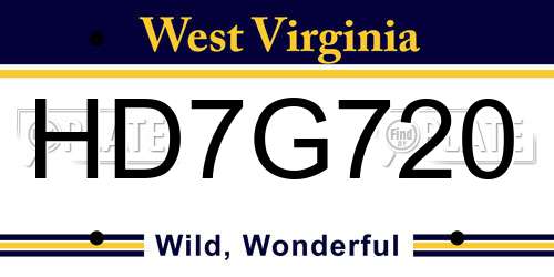 HD7G720 West Virginia License Plate