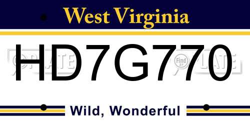 HD7G770 West Virginia License Plate