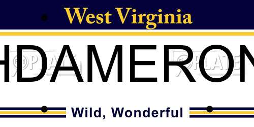 HDAMERON West Virginia License Plate