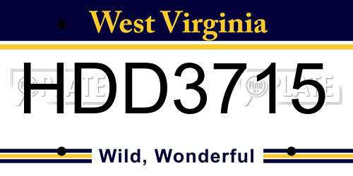 HDD3715 West Virginia License Plate