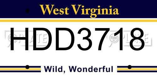 HDD3718 West Virginia License Plate