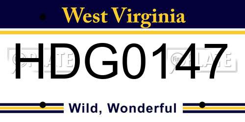 HDG0147 West Virginia License Plate