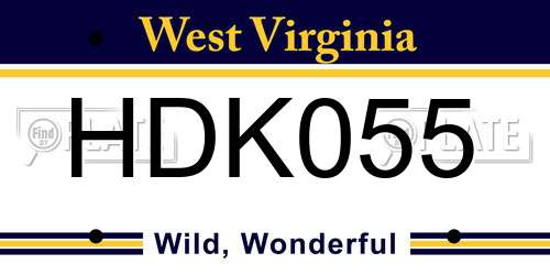 HDK055 West Virginia License Plate