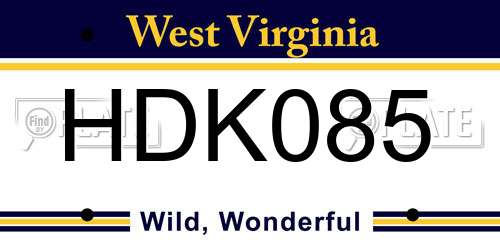 HDK085 West Virginia License Plate