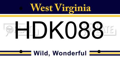 HDK088 West Virginia License Plate
