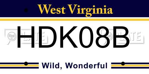 HDK08B West Virginia License Plate