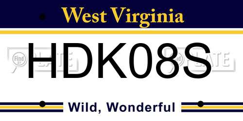 HDK08S West Virginia License Plate