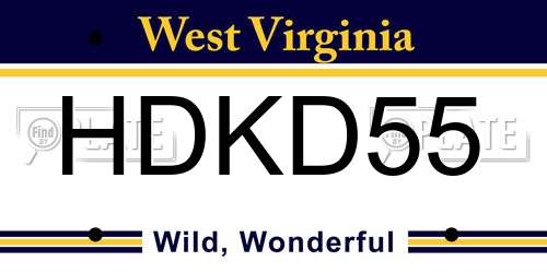 HDKD55 West Virginia License Plate