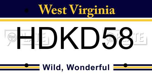 HDKD58 West Virginia License Plate
